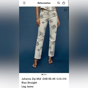 Reformation Julianna Zip Mid Rise Straight Leg Jeans